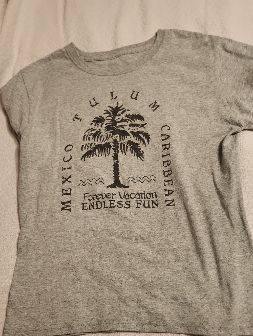 Gray Graphic Short Sleeve Tee - Forever Vacation Endless Fun